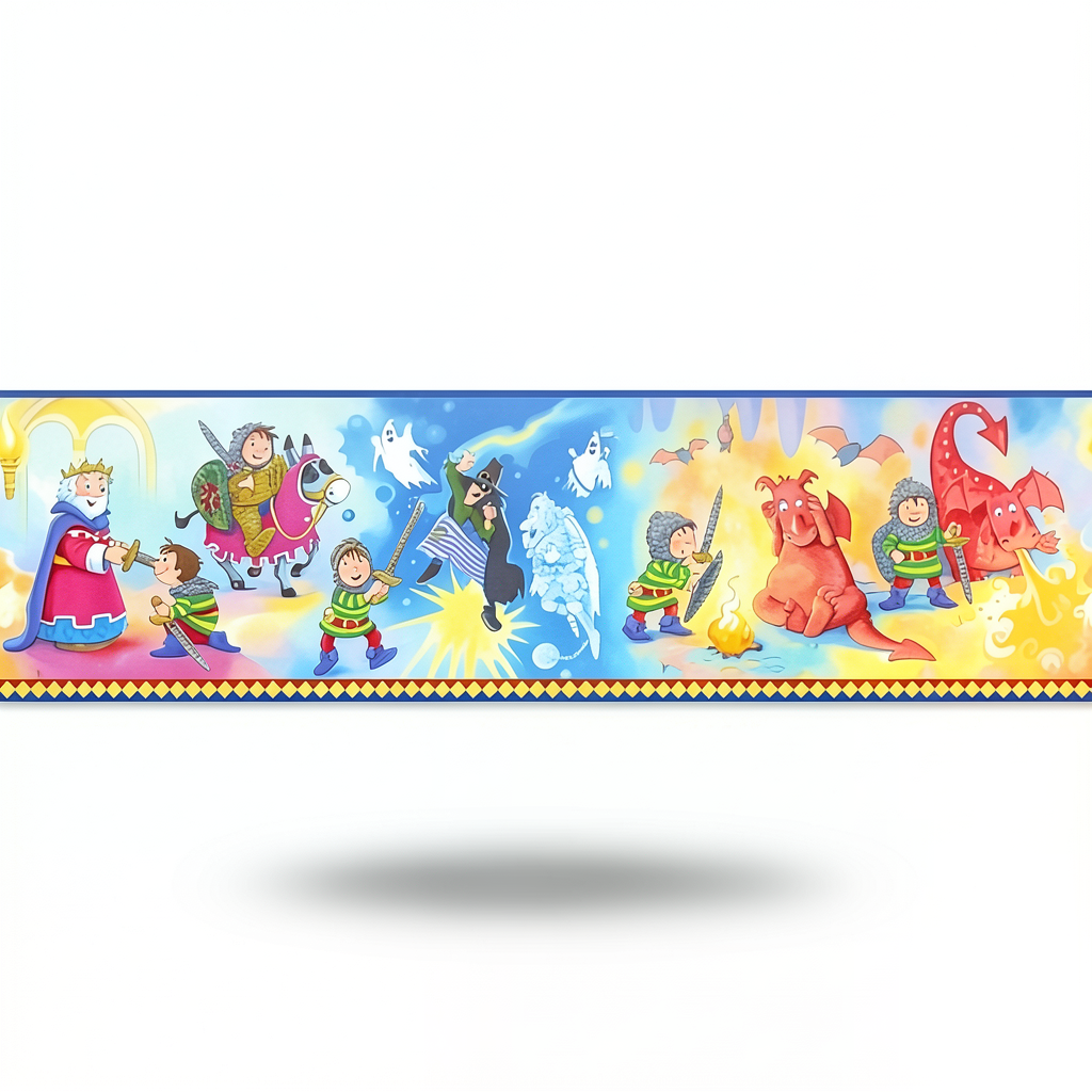 German Youth and Children Wallpaper 10m x 0.53m Blue and Yellow