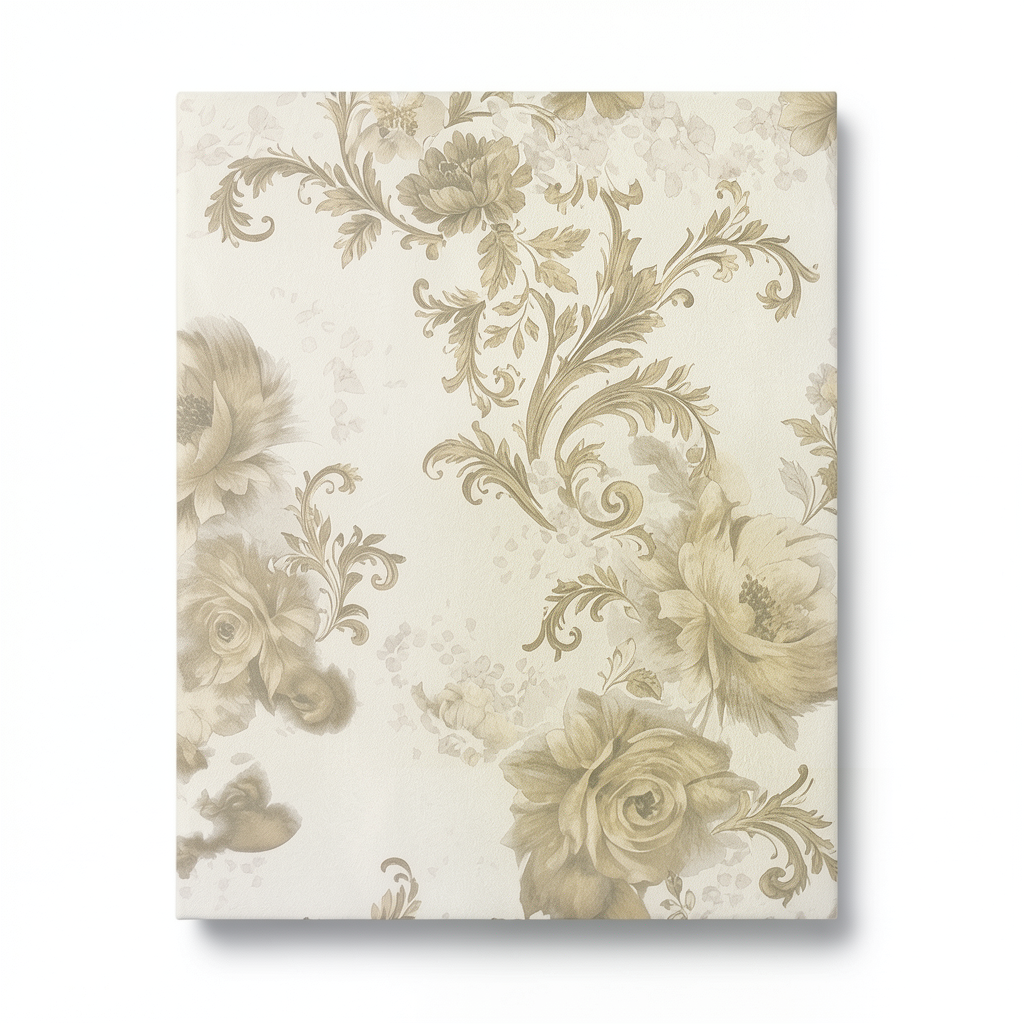 Italian Wallpaper Floral Design 10m x 0.73m Beige Color