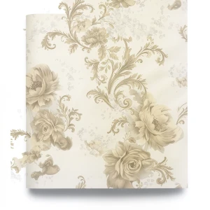 Italian Wallpaper Floral Design 10m x 0.73m Beige Color