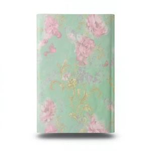 Italian Wallpaper Green with Pink, 10m Length, 0.73m Width
