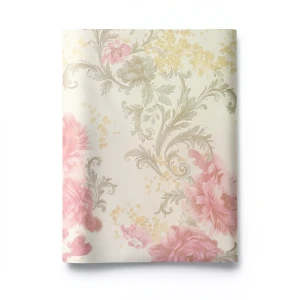 Italian Wallpaper Floral Design 10m x 0.73m Beige with Pink