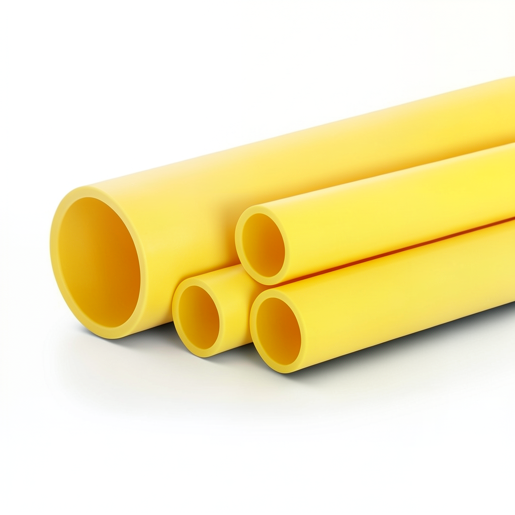 مواسير HDPE PE 80 ضغط 8 بار قطر 200 مم سمك 18.2 مم لون أصفر