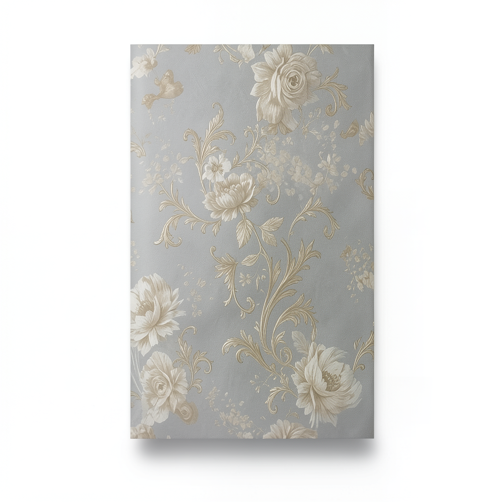 Italian Wallpaper Floral Design 10m x 0.73m Gray Beige