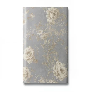 Italian Wallpaper Floral Design 10m x 0.73m Gray Beige