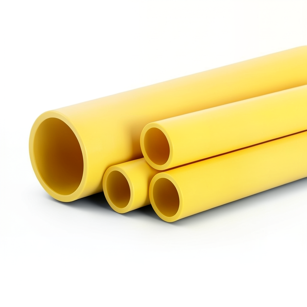 مواسير HDPE بولي ايثيلين عالي الكثافة PE 100 ضغط 10 بار قطر خارجي 180 مم سمك 16.4 مم لون أصفر