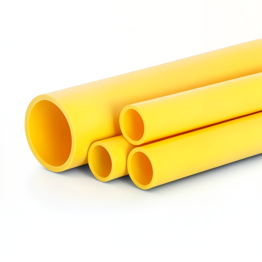 مواسير HDPE بولي ايثيلين عالي الكثافة PE 100 ضغط 10 بار قطر خارجي 180 مم سمك 16.4 مم لون أصفر
