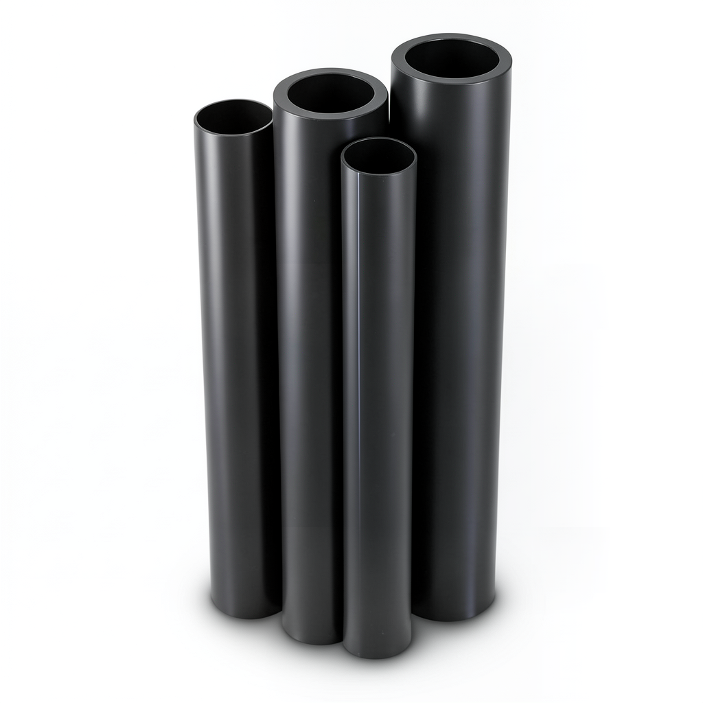 أنابيب HDPE PE 80 ضغط 8 بار قطر خارجي 225 مم سمك 20.5 مم لون أسود
