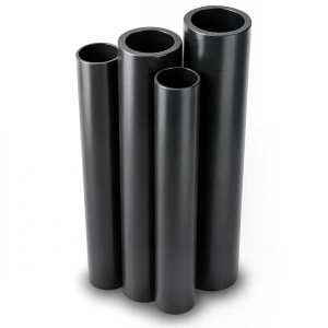 مواسير HDPE بولي ايثيلين عالي الكثافة PE 80 ضغط 4.8 بار قطر خارجي 200 مم سمك 11.4 مم لون أسود