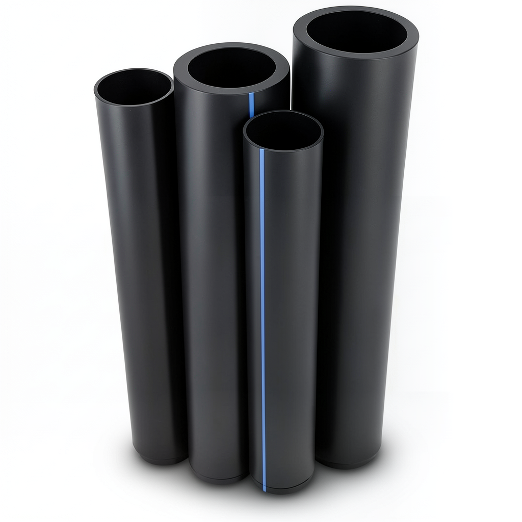 مواسير HDPE البولي ايثيلين PE 80 ضغط 4.8 بار قطر خارجي 630 مم سمك 35.8 مم لون اسود