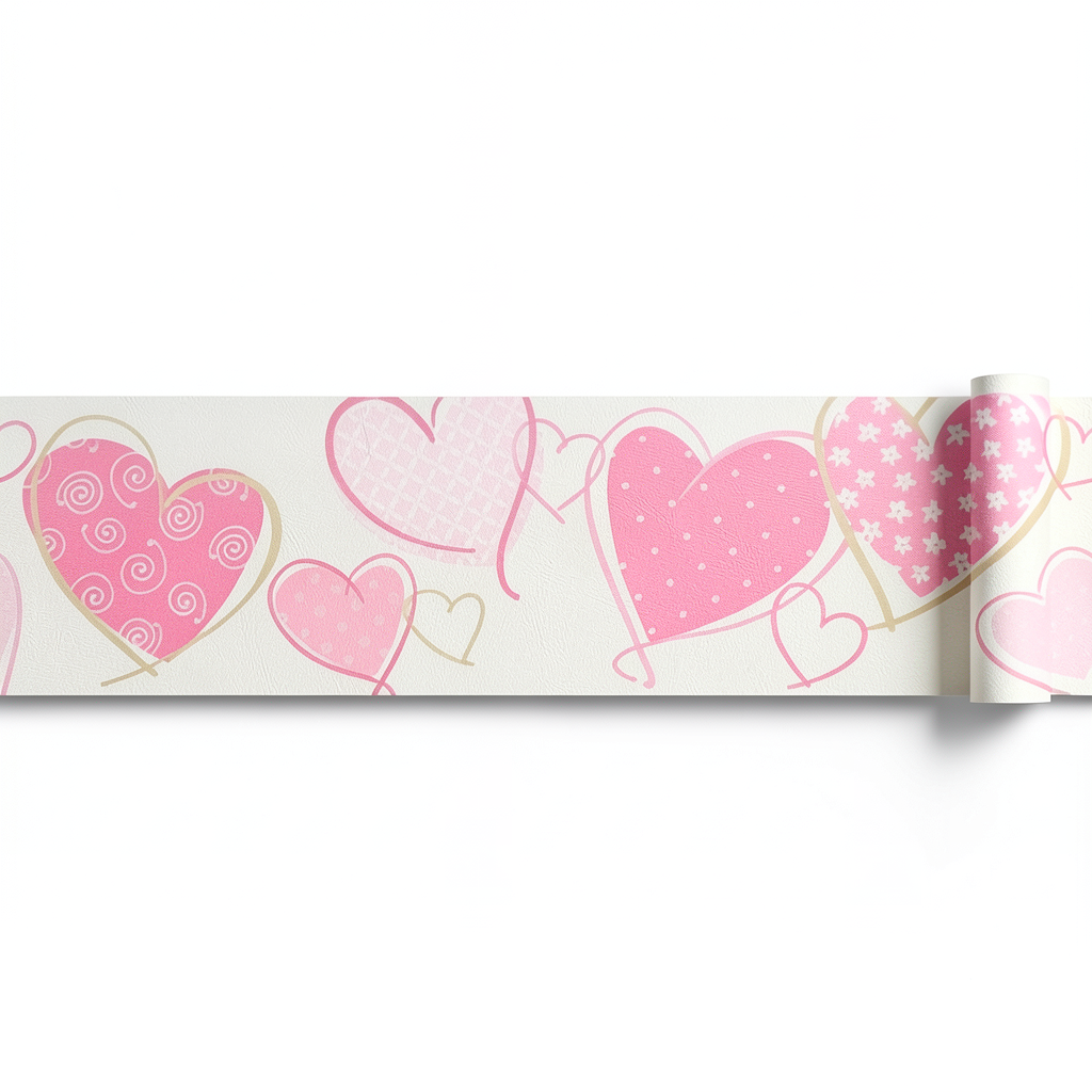 American Wall Covering Youth & Children 10m x 0.53m Off White Pink