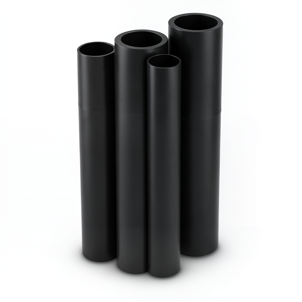 مواسير HDPE البولي ايثيلين PE 80 ضغط 4.8 بار قطر خارجي 630 مم سمك 35.8 مم لون اسود
