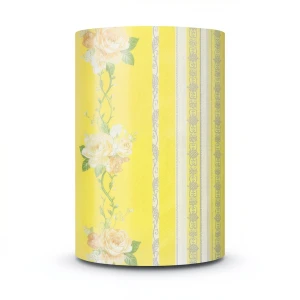 Floral Wallpaper Vinyl Wrap 15.6m x 106cm Yellow with Green and Grey