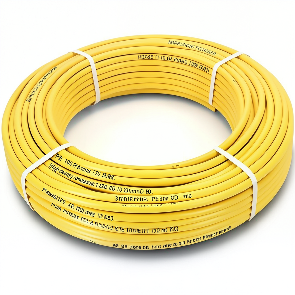 أنابيب HDPE PE 100 ضغط 10 بار قطر خارجي 20 مم سمك 3 مم لون أصفر