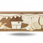 British wallpaper for youth and children, size 10 m x 0.53 m, beige and brown color, model 70130  