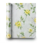 Floral Wallpaper 15.6m x 106cm Yellow on Green on Gray