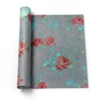 Floral Wallpaper 15.6m×106cm Gray with Red and Cyan