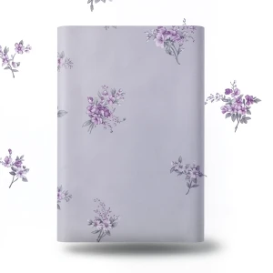 Floral Wallpaper 15.6m×106cm Purple on Gray
