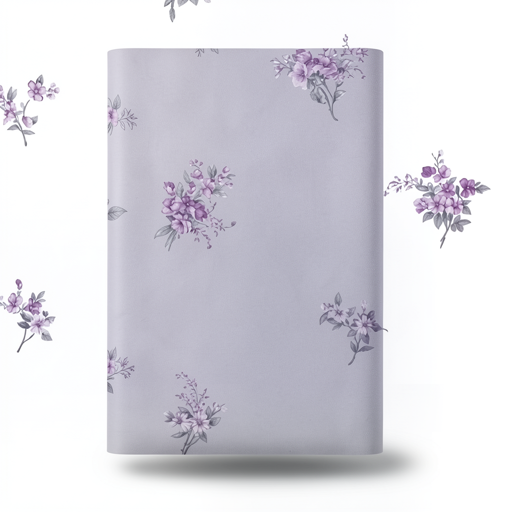 Floral Wallpaper 15.6m×106cm Purple on Gray