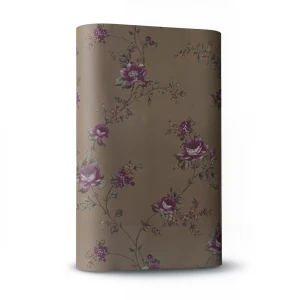 Floral Wallpaper 15.6m×106cm Brown with Purple