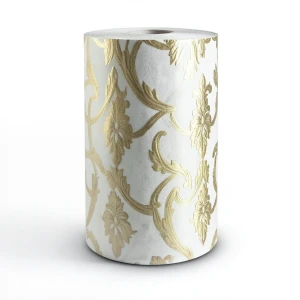 Tree Patterned Wallpaper 15.6m×106cm, Shiny Golden & Smoky White
