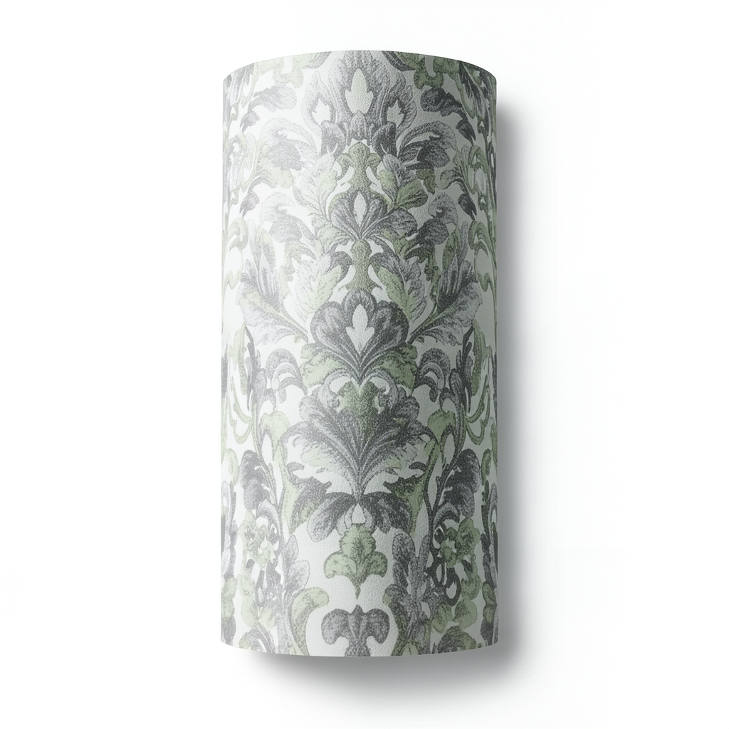 Leaf Patterned Wallpaper 15.6m x 106cm, Faint & Dark Gray with Light Green