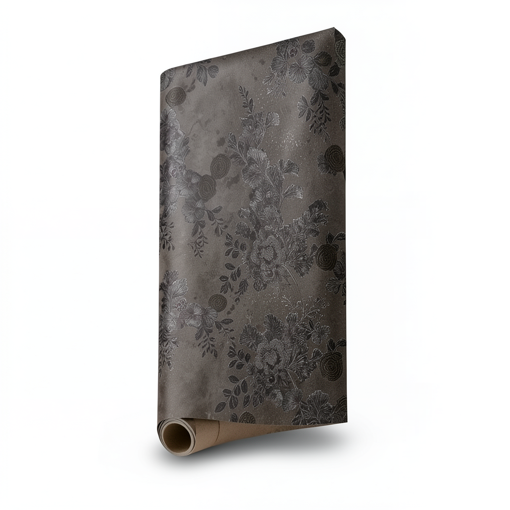 Leaf Patterned Wallpaper 15.6m x 106cm Dark Brown with Earthy Brown