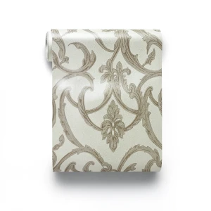 Leaf Patterned Wallpaper 15.6m Length, 106cm Width, Light and Dark Brown