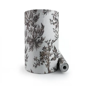 Leaf Patterned Wallpaper 15.6m x 106cm Dark & Pale Brown Light Gray