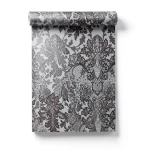 Leaf Patterned Wallpaper 15.6m x 106cm Dark Brown Light Gray