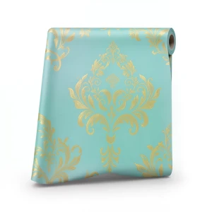 Tree-Patterned Wallpaper Vinyl Cover 15.6m x 106cm Golden Cyan