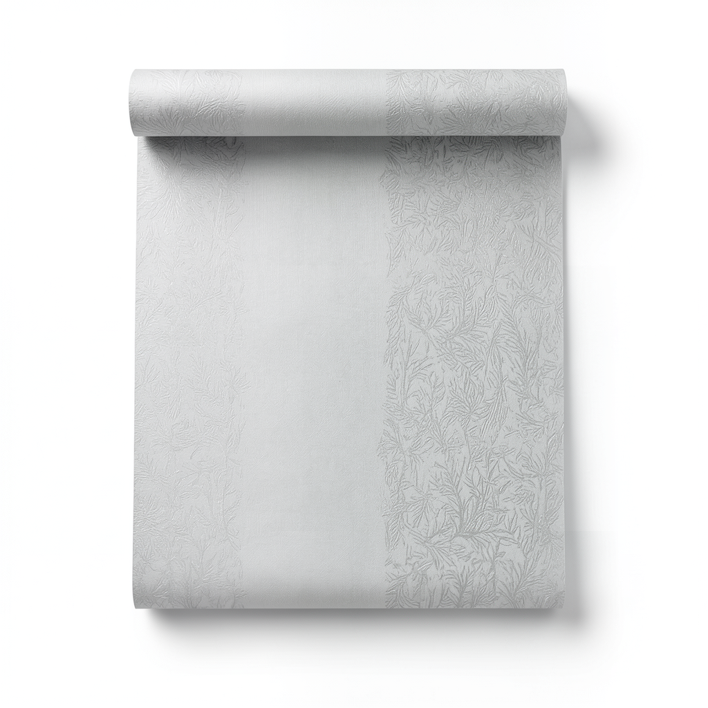 Wallpaper Tree-Patterned Design Size 15.6m×106cm Light Silvery Grey