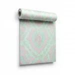 Italian Wall Decoration, Size 10m x 0.73m, Light Green with Pink, Model 27001