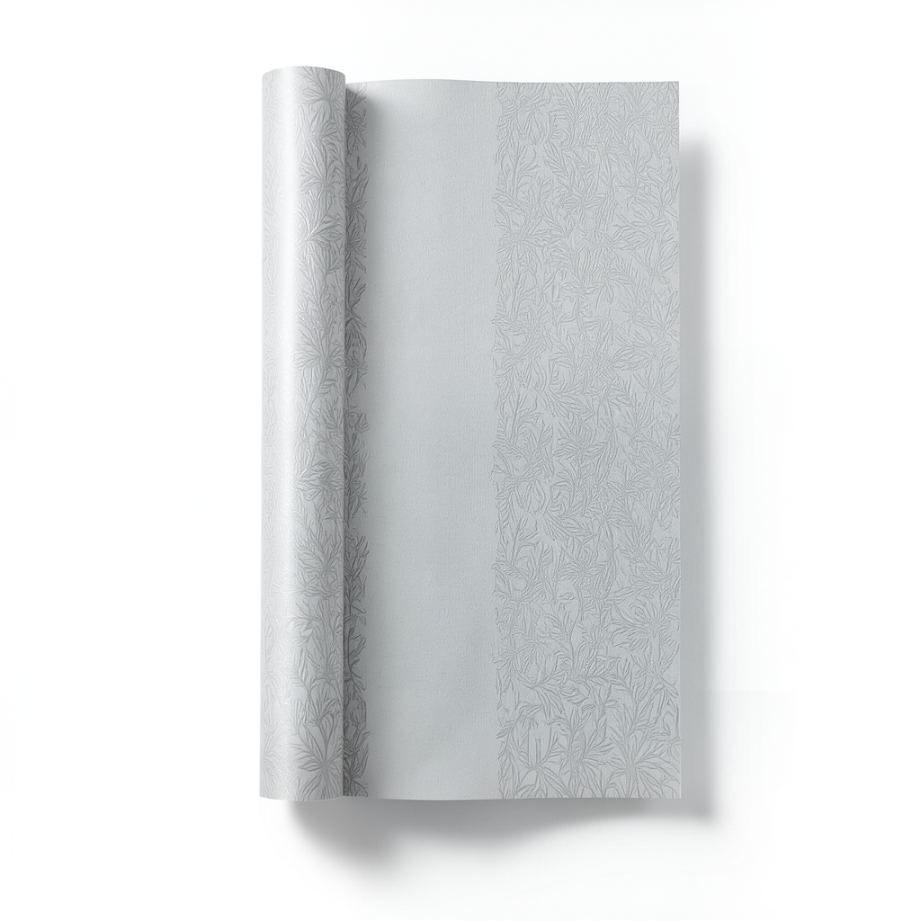 Wallpaper Tree-Patterned Design Size 15.6m×106cm Light Silvery Grey