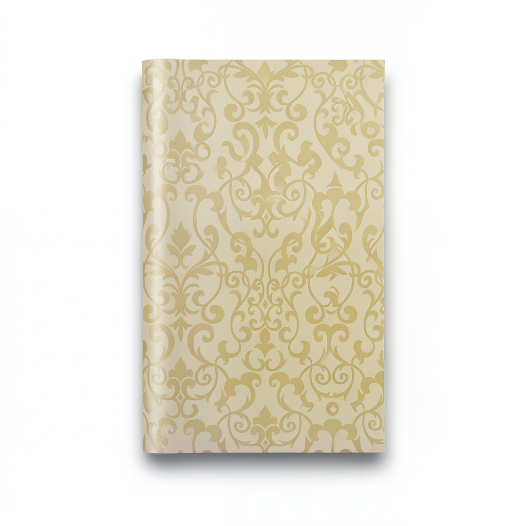 Leaf-Patterned Wallpaper 15.6m x 106cm Vinyl Cover, Golden Beige