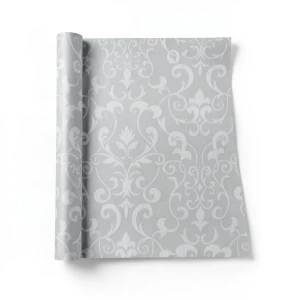 Leaf-Patterned Wallpaper Vinyl Cover 15.6m x 106cm Gray
