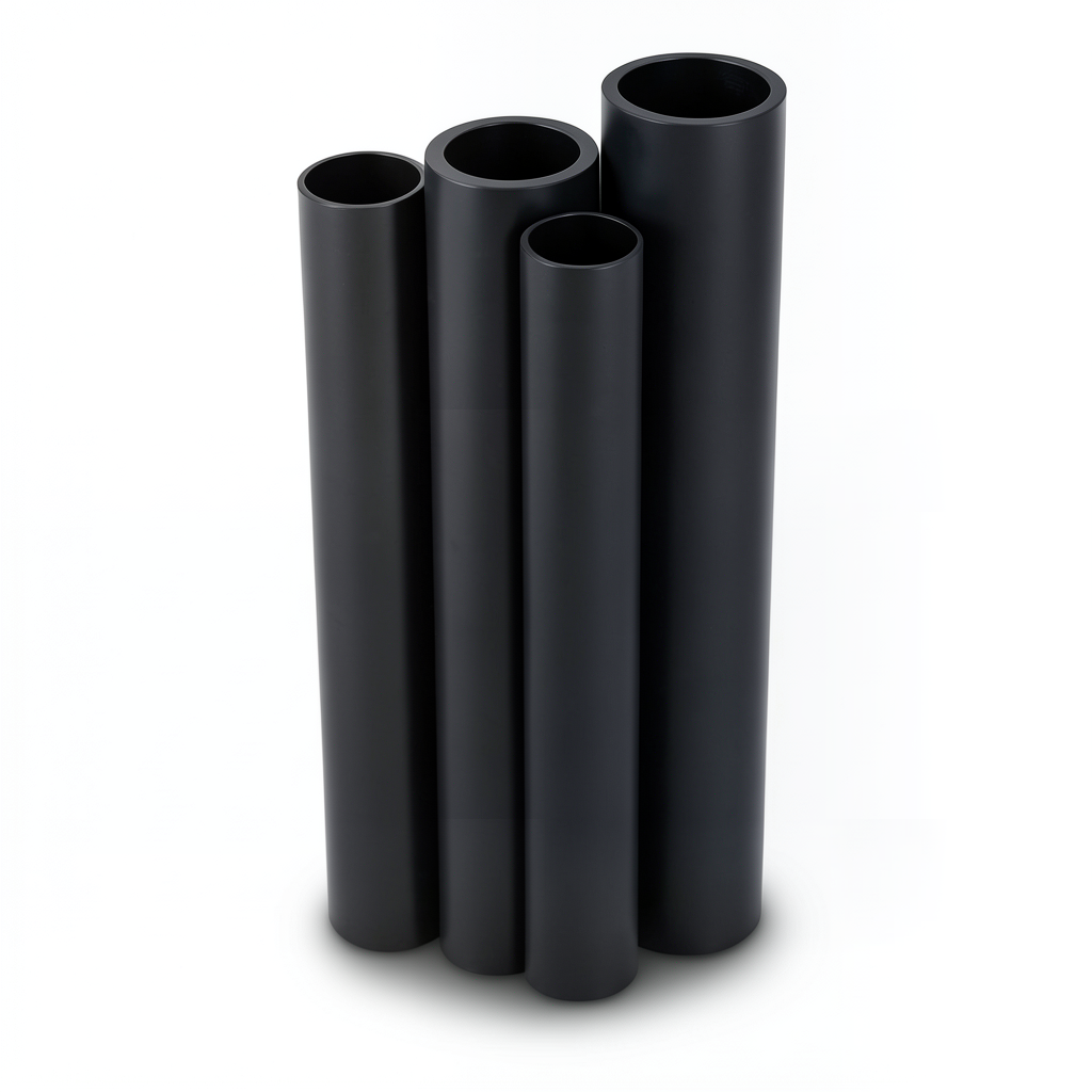 أنابيب HDPE PE 100 ضغط 6 بار قطر خارجي 200 مم سمك 7.7 مم لون أسود
