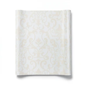 Wallpaper Leaf-Patterned Design 15.6m×106cm Faint Beige with White