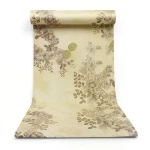 Floral Wall Covering 15.6m x 106cm Gold with Brown and Gray
