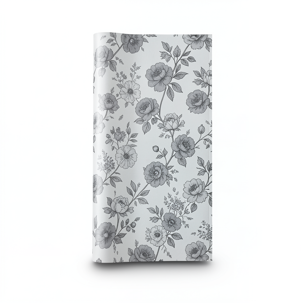 Floral Wallpaper 15.6m×106cm Light with Dark Gray