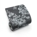 Floral Wallpaper 15.6m×106cm Dark Gray with Light Gray
