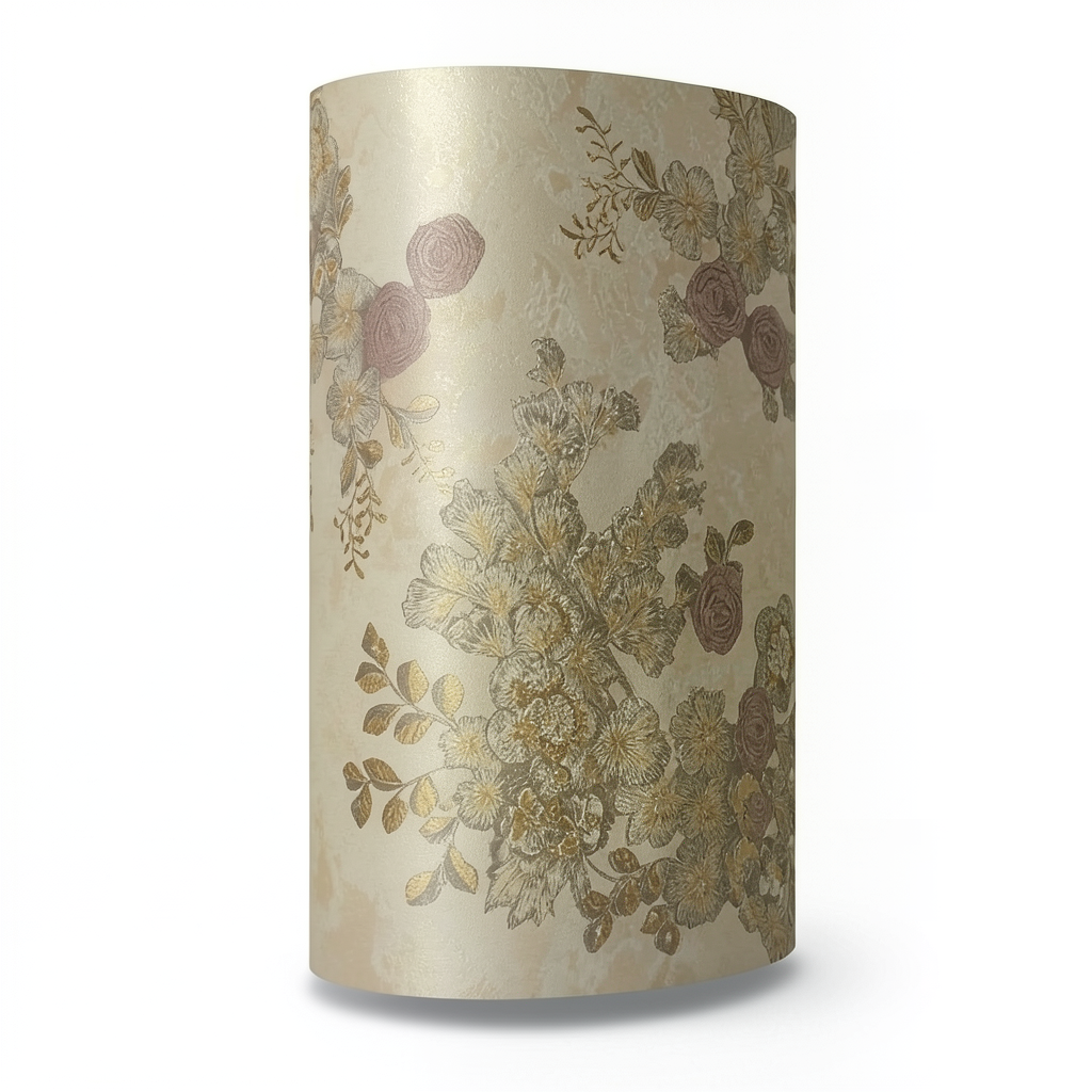 Floral Wall Decoration 15.6m x 106cm Gold Brown Beige