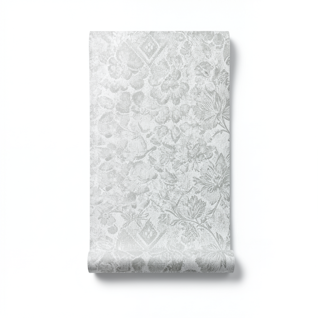 Floral Wallpaper 15.6m×106cm Gray Color