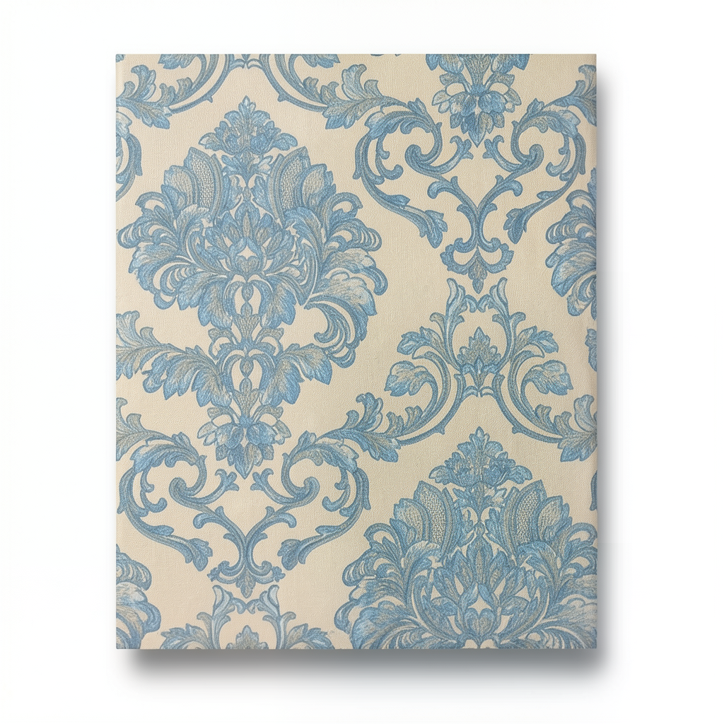 Italian Wall Decoration Beige with Blue, 10m x 0.73m, Model 25013