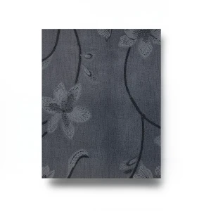 Floral Wall Covering 10m x 53cm Black on Dark Gray