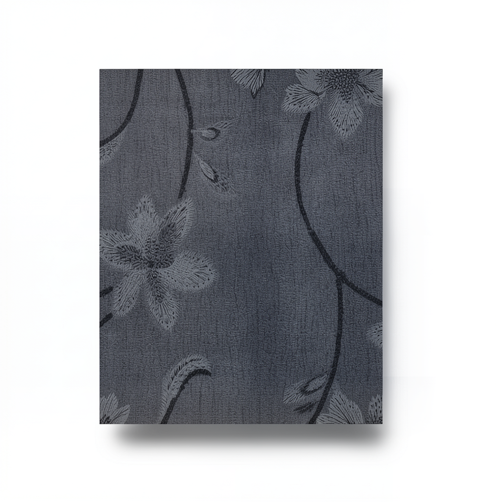 Floral Wall Covering 10m x 53cm Black on Dark Gray