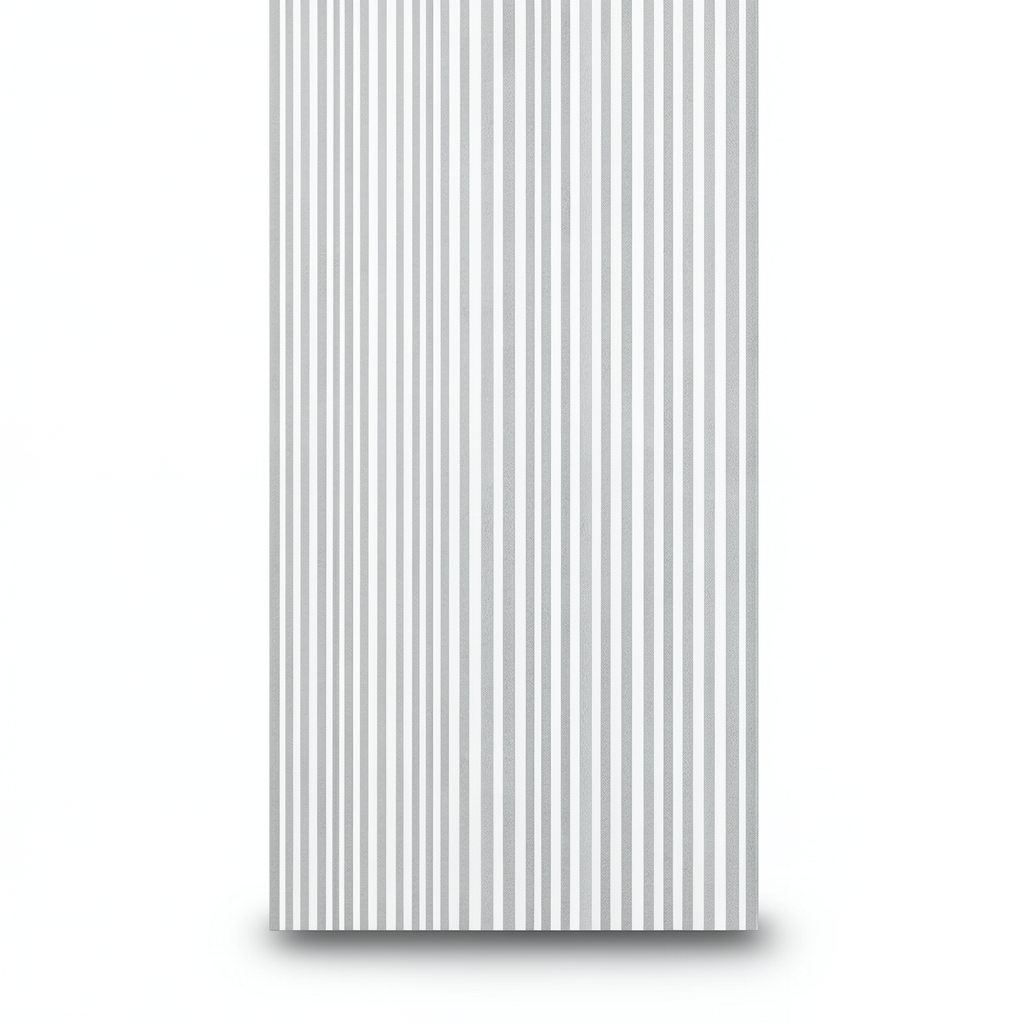 ورق حائط تصميم مقلم، لون ابيض مع رمادي، مقاس 15.6 م×106 سم