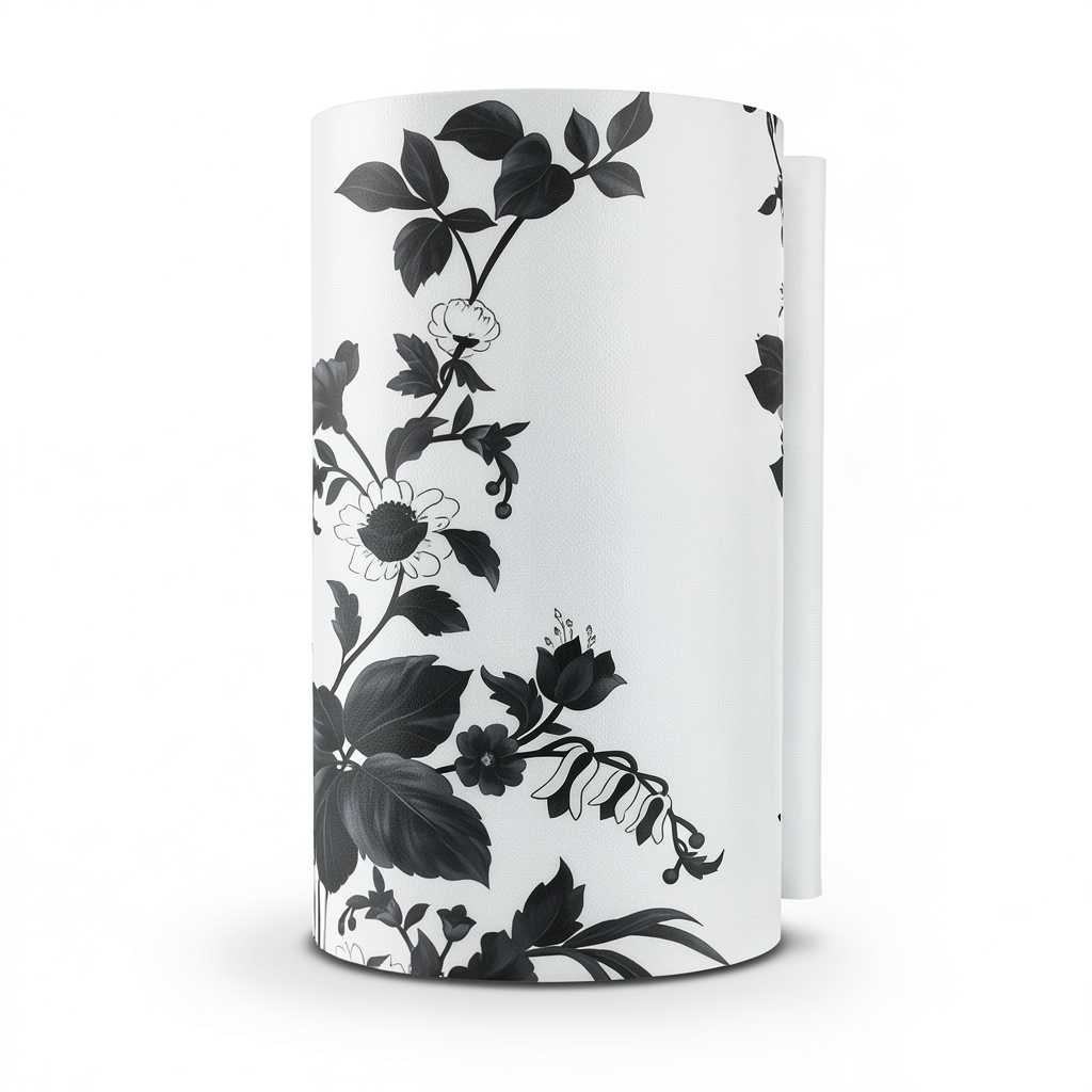 Wallpaper Floral Design 10m×53cm Black and White