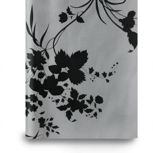 Wallpaper Floral Design 10m×53cm Black with Grey