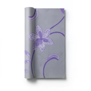 Wallpaper Floral Design 10m×53cm Purple and Grey