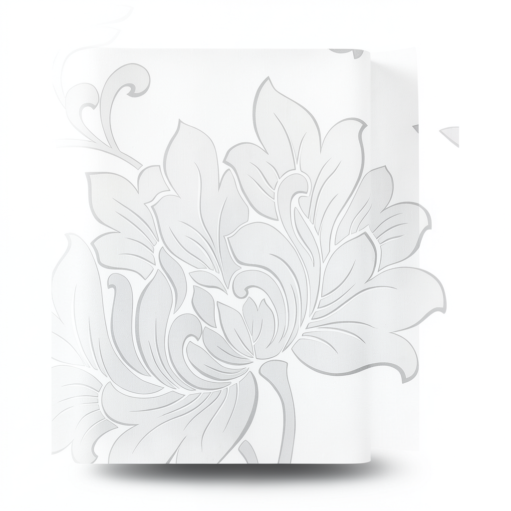 Wallpaper Floral Design 10m×53cm White and Grey